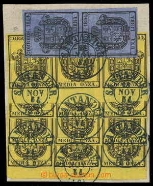 158501 - 1854 Mi.D1,4, Official Coat of arms ½Onza 4x strip of 3
