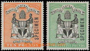 158572 - 1896 SG.41s, 42s, Coat of arms 10£ orange and 25£;