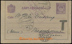 158665 - 1920 CPŘ55, uherská zálepka 15f fialová zaslaná po plat