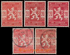 158707 - 1918 Pof.SK2 + SK2a, comp. 5 pcs of, contains 20h red 2x var