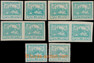 159023 -  Pof.8 with plate flaw, 20h blue-green, comp. of 4 single pc