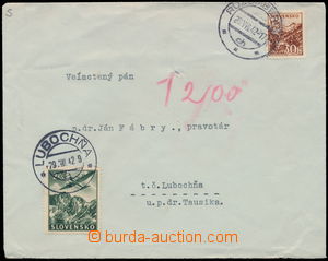 159419 - 1942 nedostatečně vyplacený dopis zaslaný do Lubochně, 