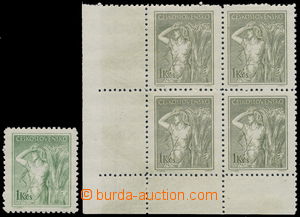 159428 - 1954 Pof.782b, Povolání 1Kčs olivově zelená, levý doln