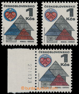 159438 - 1971 Pof.1875, Vernacular Architecture 1Kčs,sestava 3 pcs o