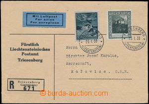 159502 - 1933 Reg and airmail letter to Czechoslovakia, with Mi.103 a