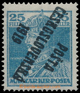 159707 -  Pof.121Pp, Karel 25f modrá, převrácený přetisk, III. t