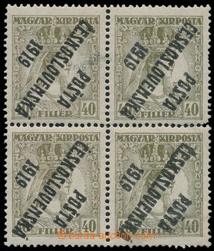 159709 -  Pof.122Pp, Zita 40f olive, block of four with inverted over
