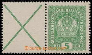 159822 - 1916 Mi.186x, Koruna 5h světle zelená, s kupónem s Ondře