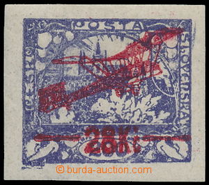 159952 -  PLATE PROOF I. provisional air mail stmp., 200h violet-blue