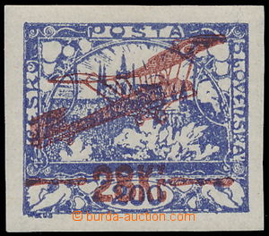 159953 -  PLATE PROOF I. provisional air mail stmp., 200h violet-blue