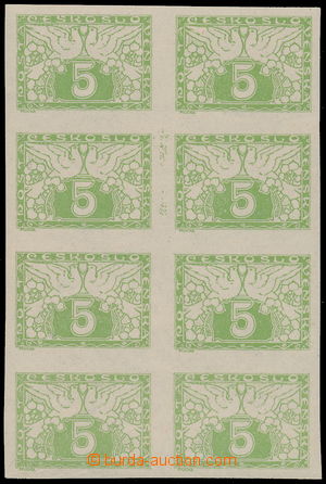 159966 - 1919 Pof.S2N, 5h light green, vertical block of 8, white pap