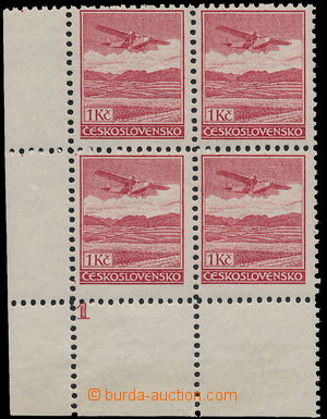160007 -  Pof.L8A, Airmail - definitive issue 1CZK red, LL corner blk