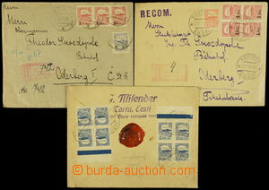 160019 - 1920-21 3 registered letters addressed to Czechoslovakia, al