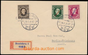 160085 - 1939 Reg letter to Berlin, with Hlinka 50h and 1 Koruna with