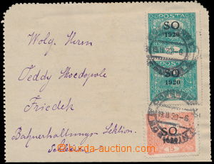 160103 - 1920 letter card letter franked with. overprint stamp., Pof.
