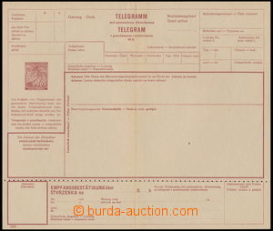 160136 - 1939 Pof.CTÚ1a; Mi.T1/02, Telegram s přitištěnou zn. 40h