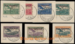 160225 - 1929 Mi.210-216, Airmail with Opt 5Q-3Fr, complete set on cu