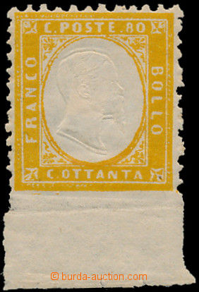 160227 - 1862 Mi.12, Viktor Emanuel II. 80C žlutá s dolním okrajem