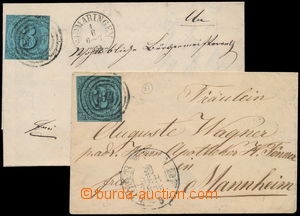 160318 - 1854-1855 2 dopisy, vyfr. zn. Mi.12a, a 12b, 3Kr černa/šed