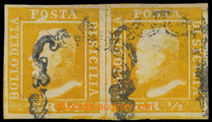 160351 - 1859 Sas.1, Ferdinand II. 1/2Gr oranžová, 2-páska, krásn