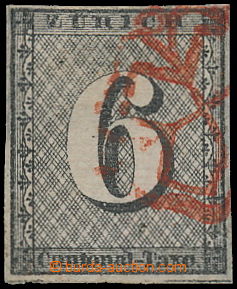 160369 - 1843 ZURICH, Mi.2II, 6Rp with horiz. background print, red r