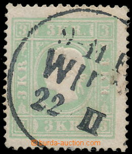 160380 - 1858 Mi.12b, Ferch.12b Franz Joseph 3 Kr blue-green, perfect