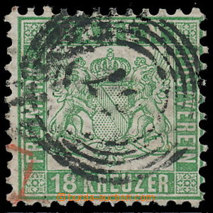 160401 - 1862 Mi.21a, Znak 18Kr zelená, raz. 67; velmi pěkný kus, 