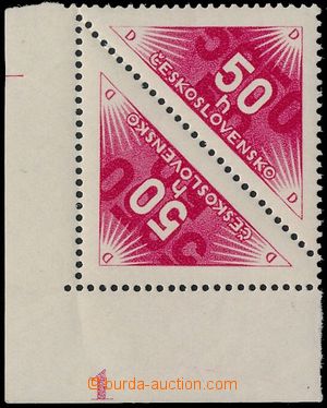 160486 - 1937 Pof.DR2B, Doruční 50h červená, levá dolní rohová