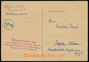160555 - 1944 GHETTO TERESIENSTADT  card  to Kyjov in Moravia, Poděk