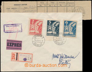 160578 - 1945 Registered and Express letter franked with. 3 stamp., P