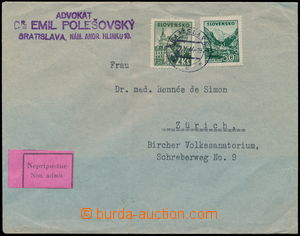 160587 - 1944 DOPRAVA ZASTAVENA  firemní dopis zaslaný do Švýcars