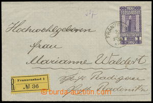 160613 - 1910 R-dopis vyfr. jubilejní zn. 1K, Mi.174, podací DR FRA