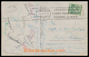 160629 - 1937 FOTBAL  pohlednice Vídně s podpisy významných fotba