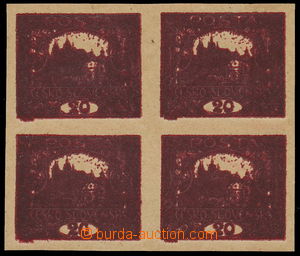 160764 -  PLATE PROOF value 20h dark red, block of four, laková colo