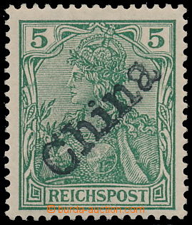 160814 - 1900 Provizorní vydání TIENTSIN, Mi.9, 5Pfg zelená s ru