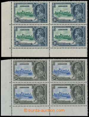 160866 - 1935 SG.114a, 116a, corner blocks of four Silver Jubilee Geo