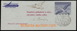160986 - 1962 CHP1 Volavka, s podpisem a s kresbou holubičky autora 