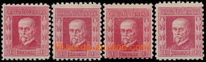 161014 - 1925 Pof.199, Masaryk 1CZK red, IV. type, complete set accor