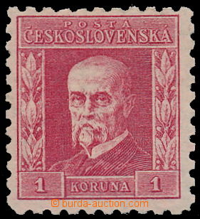 161016 - 1925 Pof.199y, Masaryk 1CZK red, IV. type, with bands in gum