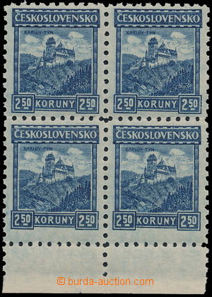 161023 - 1926 Pof.215, Karlštejn 2,50Kč modrá, krajový 4-blok, le