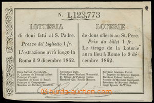 161033 - 1862 ITÁLIE  loterijní los v ceně 1Fr, Řím 1862, dvojja
