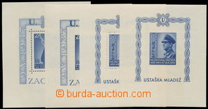 161150 - 1942-43 Mi.Bl.3A+B, Bl.4A+B, sestava 4ks aršíků Zagreb a 