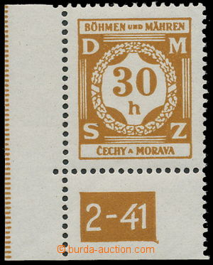 161159 - 1941 Pof.SL1, Official 30h brown, L the bottom corner piece,