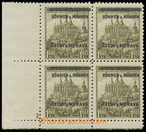 161164 - 1939 Pof.13, Kutná Hora 1,60CZK, LL block of four with plat