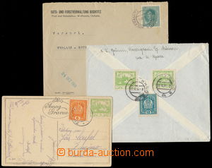 161243 - 1918-19 comp. 3 pcs of entires with parallel franking, 1x co