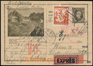 161291 - 1941 CDV4/25, pictorial PC High Tatras sent as express to Vi