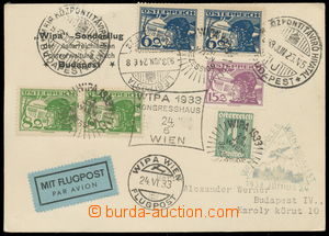 161302 - 1933 Let-lístek do Budapešti, vyfr. let. zn. Mi.470 (2x), 