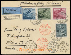 161309 - 1933 SWISSAIR MITTLEMEERFLUG  Let-dopis zaslaný do Vídně,