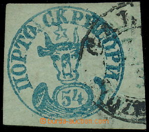161406 - 1858 Mi.2, Volská hlava 54 Par, zelená na modrozeleném pa
