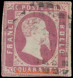 161423 - 1851 Sas.3, Viktor Emanuel II. 40C růžová; nahoře a dole